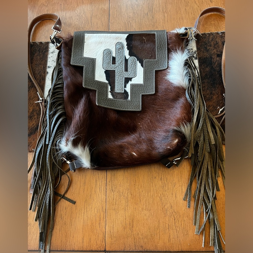 Cactus Leather, Cowhide and Fringe Backpack